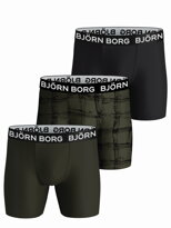 BOXERKY BJÖRN BORG X3 | KHAKI+PRINT+BLACK